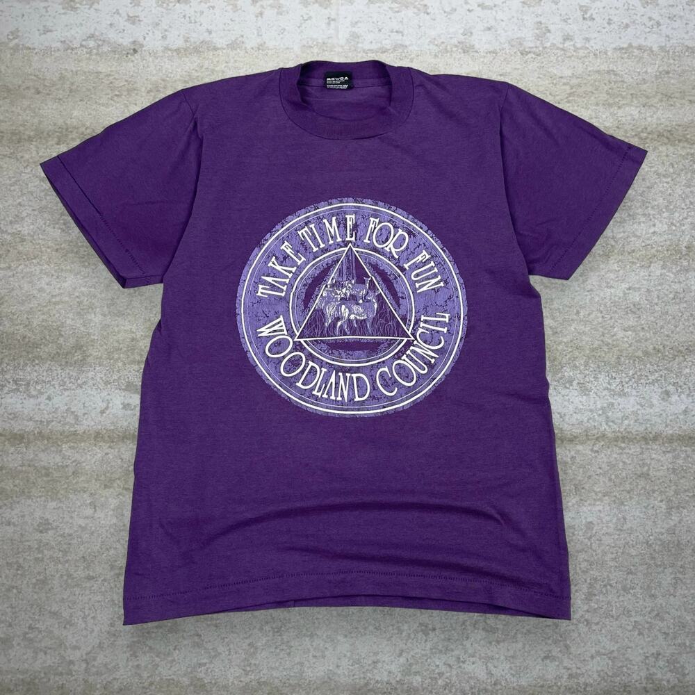 Vintage 90s Screen Stars Nature Shirt Mens M Purple Deer